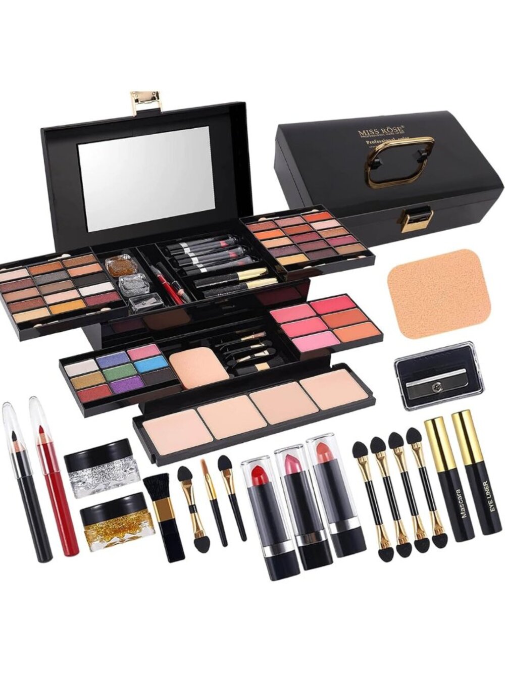 58 Color Professional Makeup Kit - Eyeshadow, Blush, Eyebrow Powder & More!